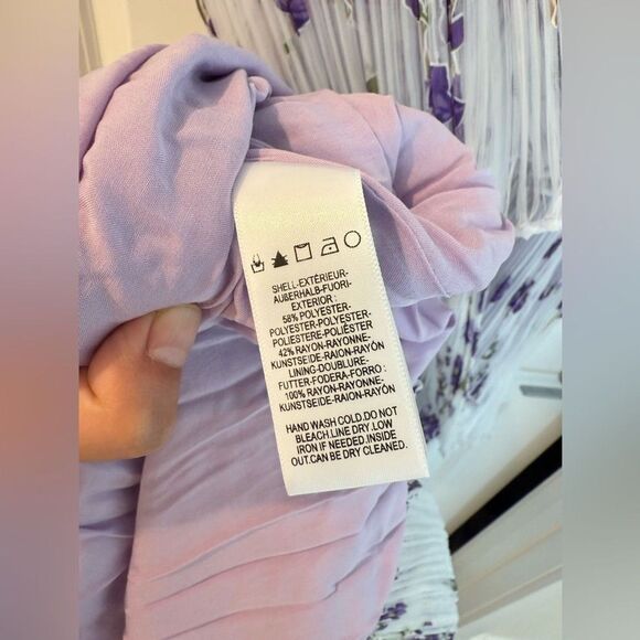 Dress The PopulationLayana Floral Tiered Bustier Gown Lavender Strapless, Large - Picture 11 of 11